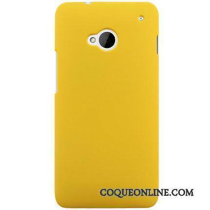 Htc One M7 Couleur Coque De Téléphone Jaune Délavé En Daim Difficile