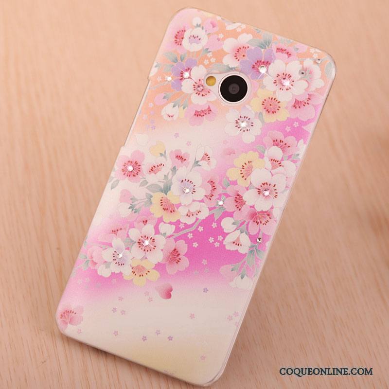 Htc One M7 Peinture Strass Coque De Téléphone Élégant Étui Protection Rose