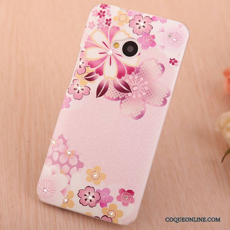 Htc One M7 Peinture Strass Coque De Téléphone Élégant Étui Protection Rose