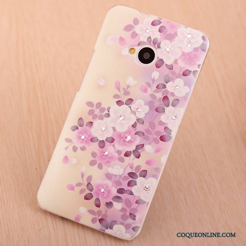 Htc One M7 Strass Coque De Téléphone Étui Protection Peinture Rose