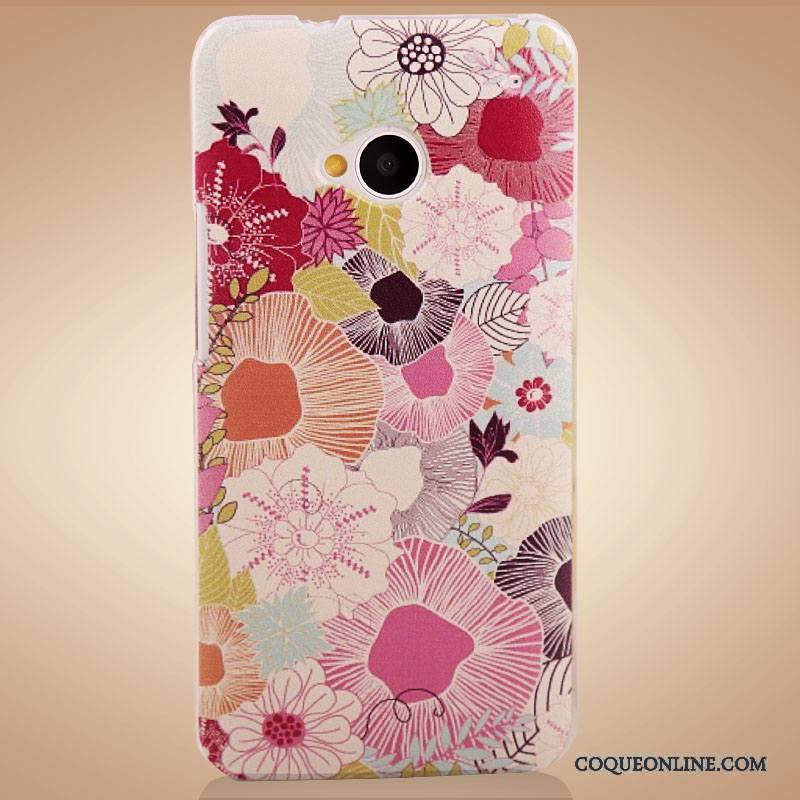 Htc One M7 Violet Protection Accessoires Coque Fleur De Téléphone Étui