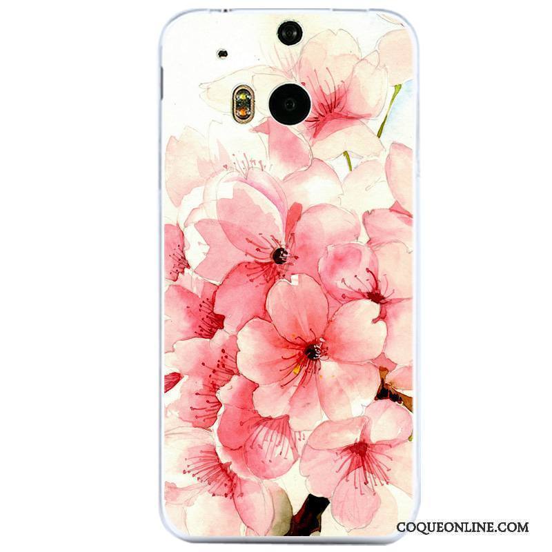 Htc One M8 Coque De Téléphone Dessin Animé Tout Compris Incassable Rose Protection Silicone