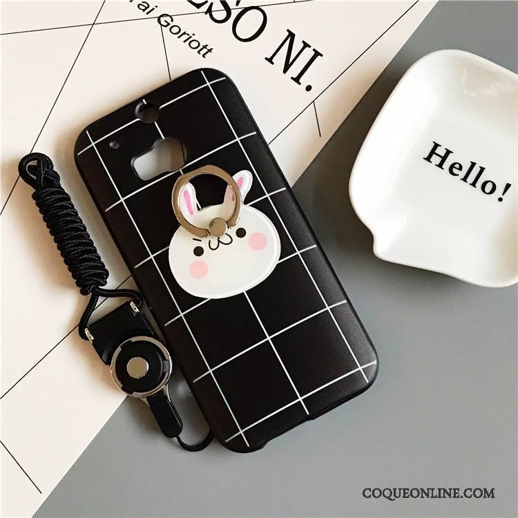 Htc One M8 Coque Fluide Doux Téléphone Portable Blanc Noir Protection Étui Plaid