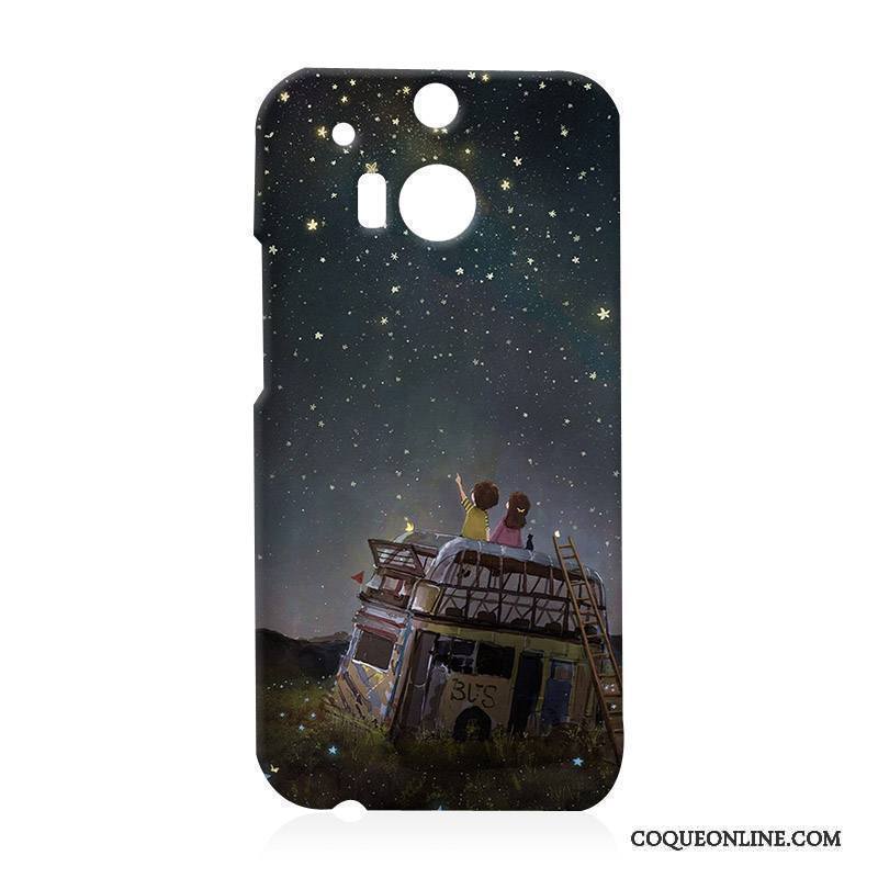 Htc One M8 Dessin Animé Tendance Fleurs Protection Coque Incassable Peinture