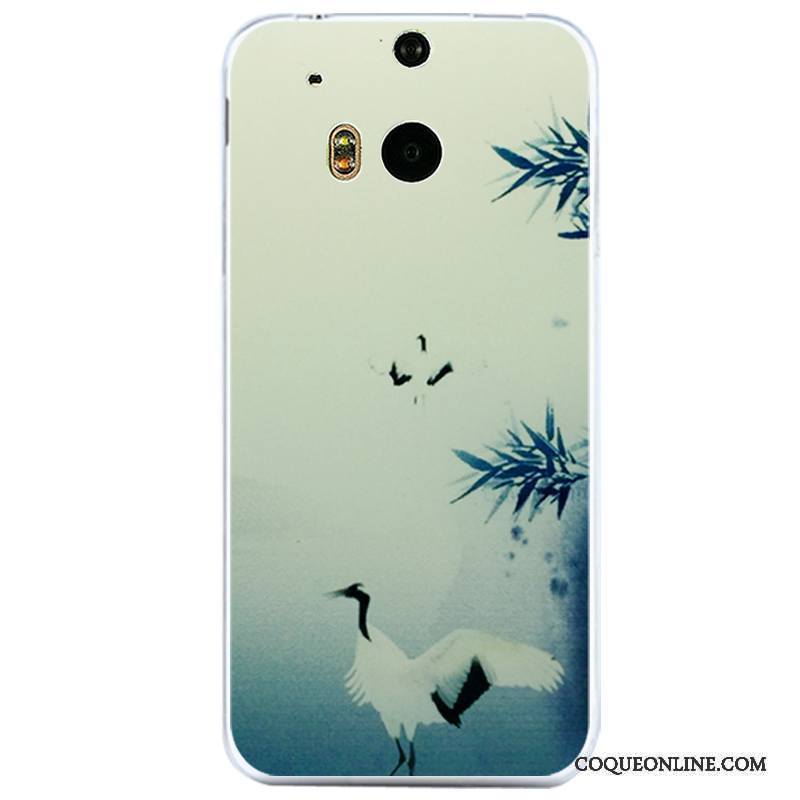 Htc One M8 Vent Coque Silicone Étui Vert Encre Tout Compris