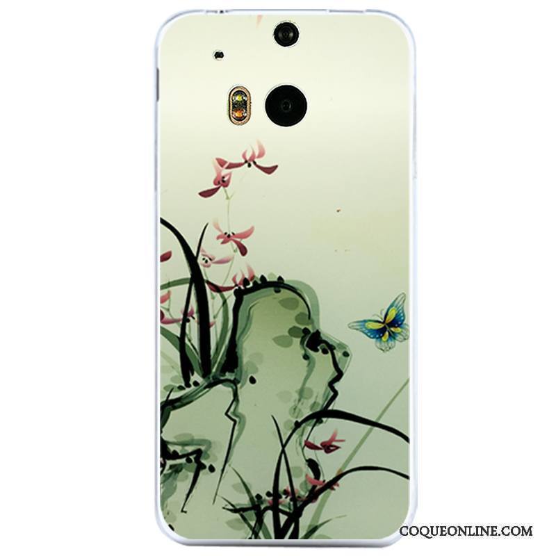 Htc One M8 Vent Coque Silicone Étui Vert Encre Tout Compris