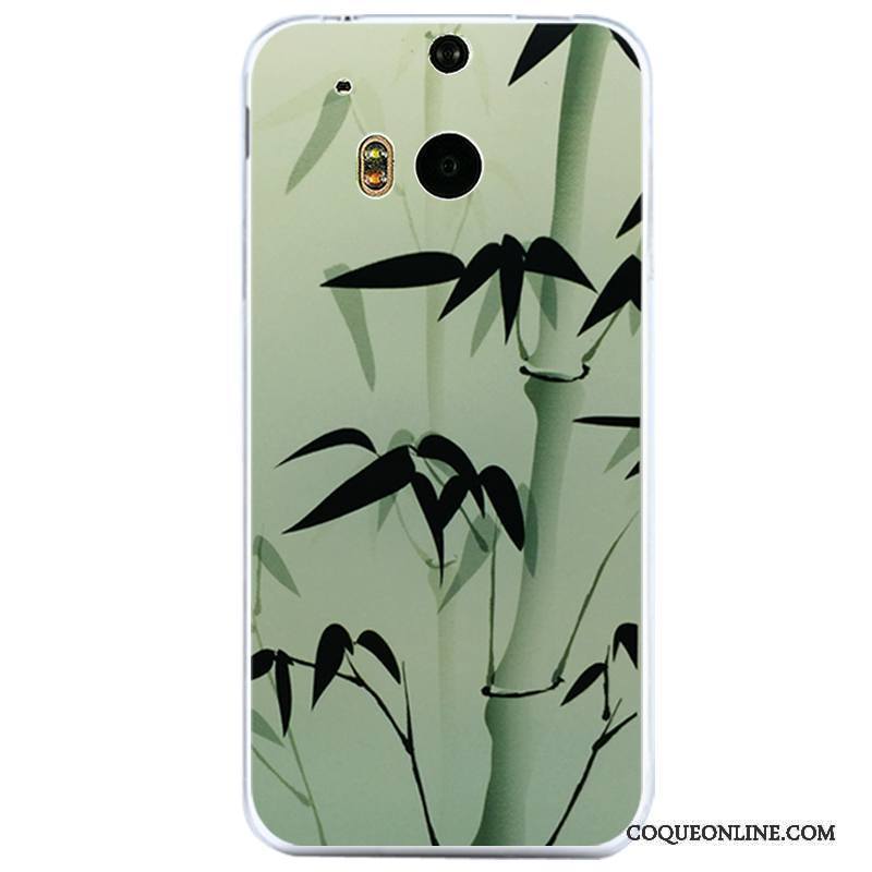 Htc One M8 Vent Coque Silicone Étui Vert Encre Tout Compris