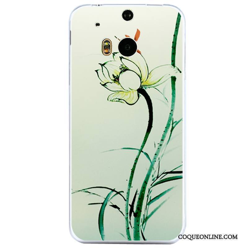 Htc One M8 Vent Coque Silicone Étui Vert Encre Tout Compris