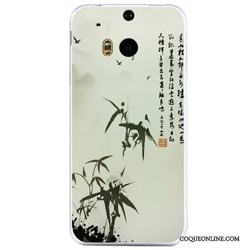 Htc One M8 Vent Coque Silicone Étui Vert Encre Tout Compris