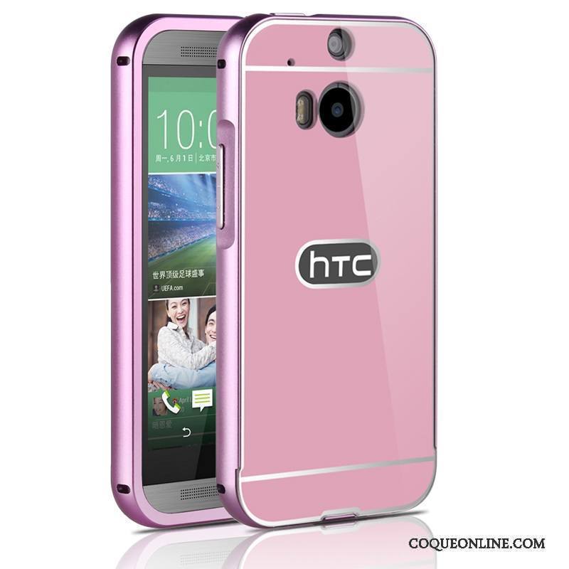 Htc One M8 Étui Coque De Téléphone Membrane Tempérer Argent Métal Protection