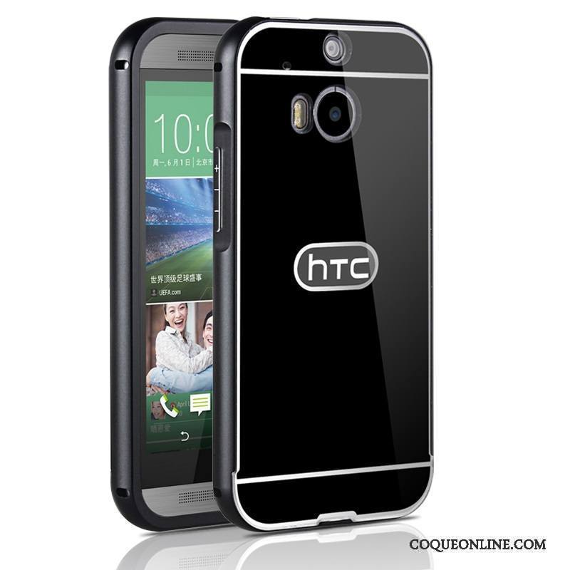 Htc One M8 Étui Coque De Téléphone Membrane Tempérer Argent Métal Protection