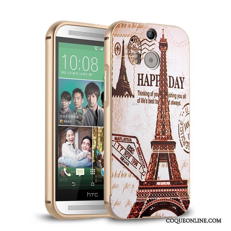 Htc One M8 Étui Coque De Téléphone Membrane Tempérer Argent Métal Protection