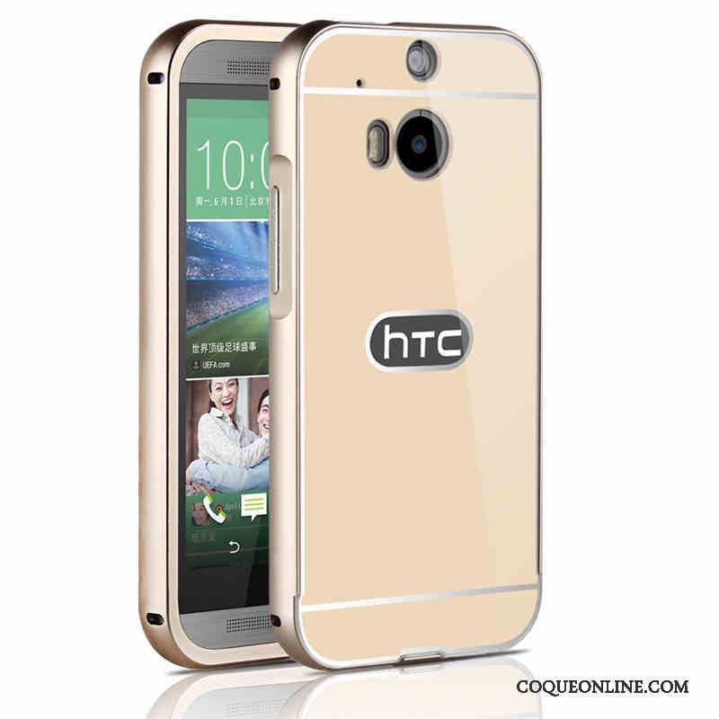 Htc One M8 Étui Coque De Téléphone Membrane Tempérer Argent Métal Protection