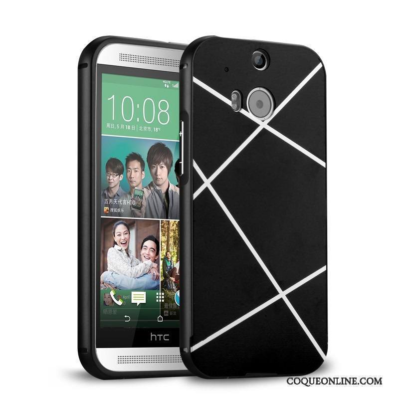 Htc One M8 Étui Coque De Téléphone Membrane Tempérer Argent Métal Protection