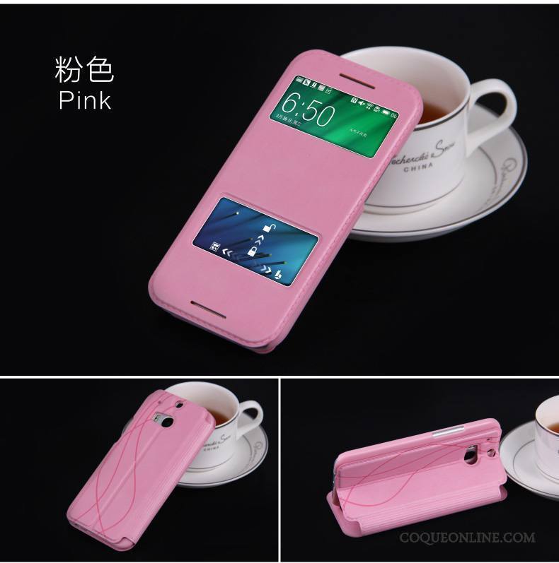 Htc One M8 Étui En Cuir Légère Rose Coque De Téléphone Téléphone Portable Housse Protection