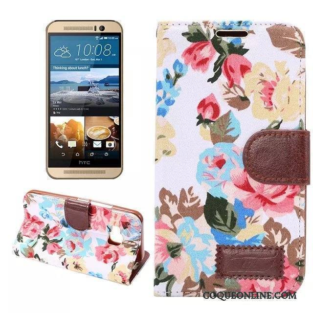 Htc One M9 Coque De Téléphone Protection Carte Rose Étui En Cuir Téléphone Portable