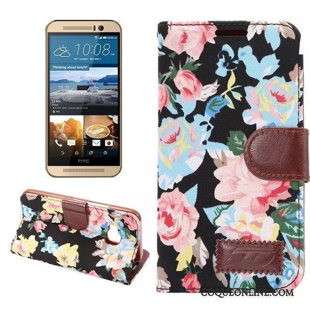 Htc One M9 Coque De Téléphone Protection Carte Rose Étui En Cuir Téléphone Portable