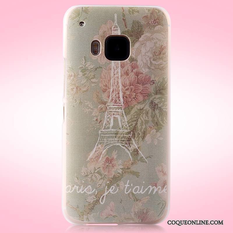 Htc One M9 Rose Coque Peinture Délavé En Daim Étui Difficile Tendance