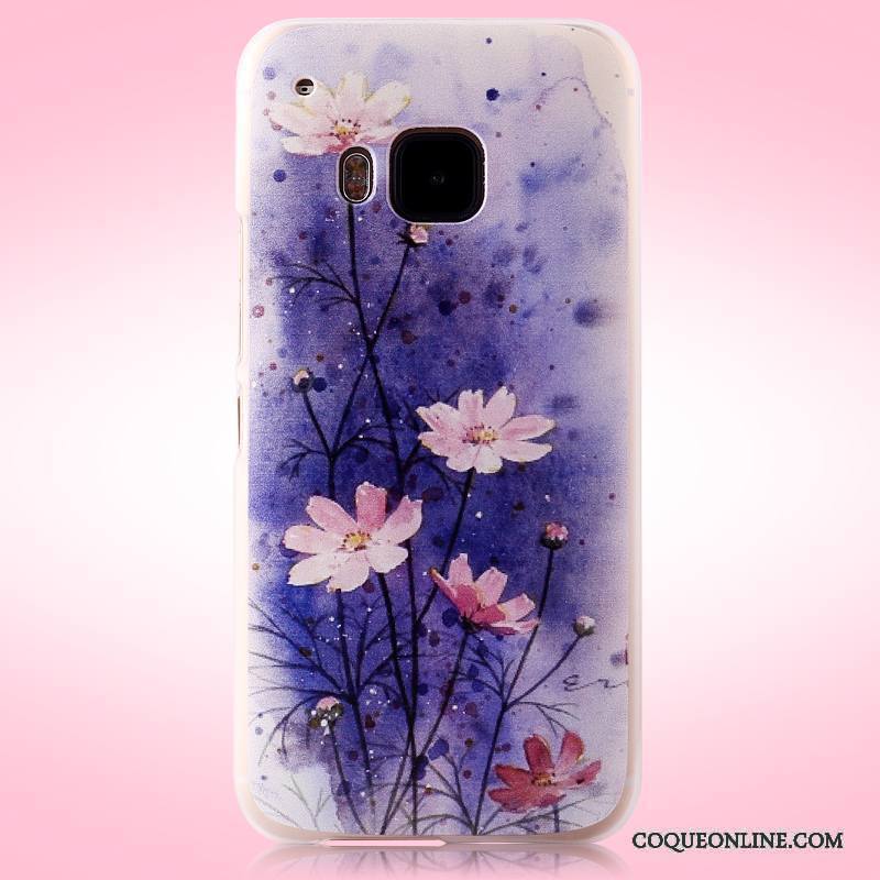 Htc One M9 Rose Coque Peinture Délavé En Daim Étui Difficile Tendance