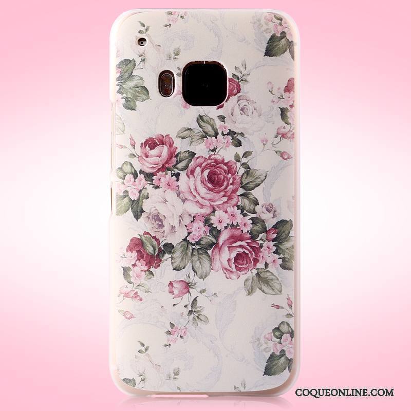 Htc One M9 Rose Coque Peinture Délavé En Daim Étui Difficile Tendance