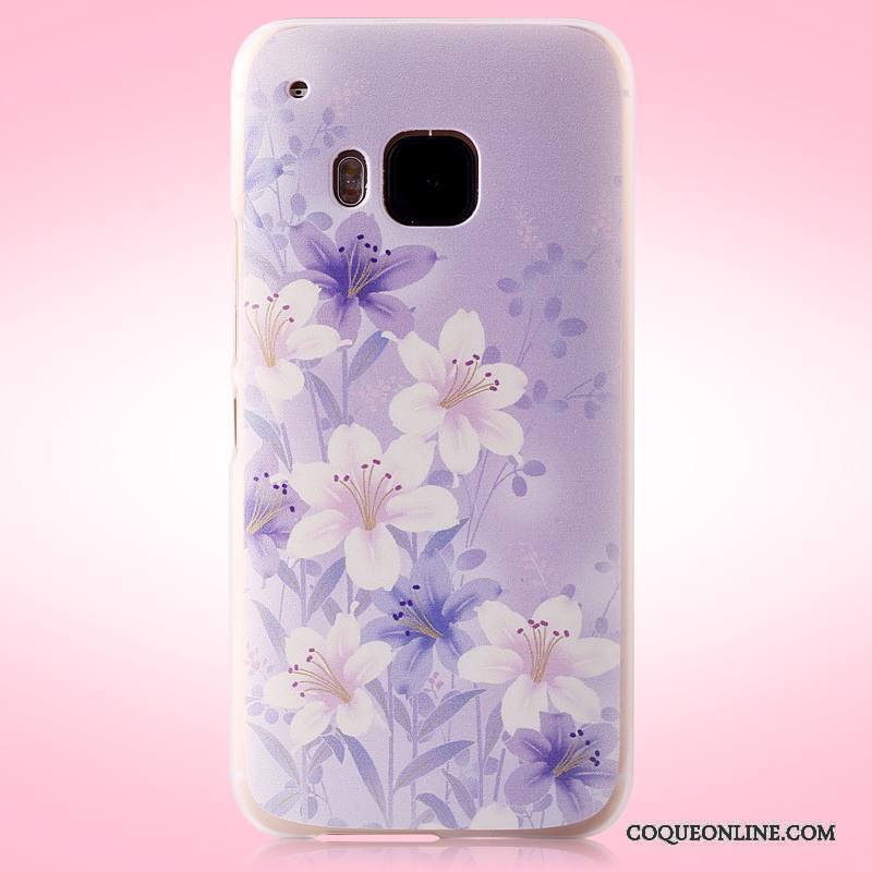 Htc One M9 Rose Coque Peinture Délavé En Daim Étui Difficile Tendance