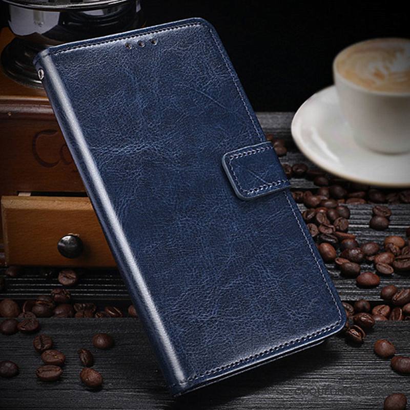 Htc U Play Housse Coque De Téléphone Étui Bleu Protection Portefeuille Étui En Cuir