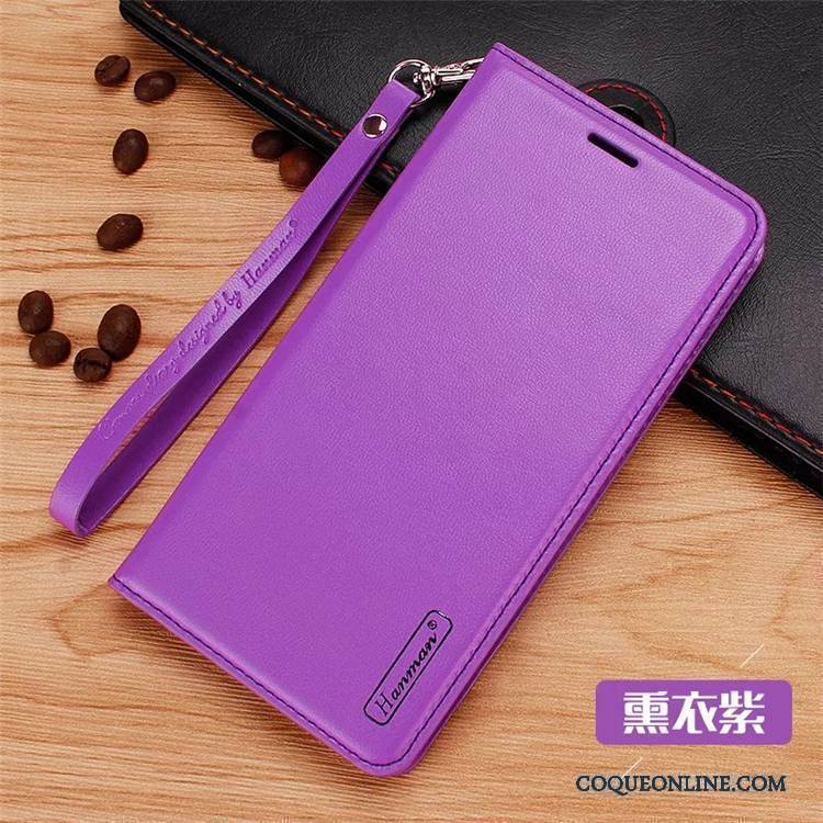 Htc U Play Étui En Cuir Cuir Véritable Violet Coque De Téléphone Clamshell Téléphone Portable