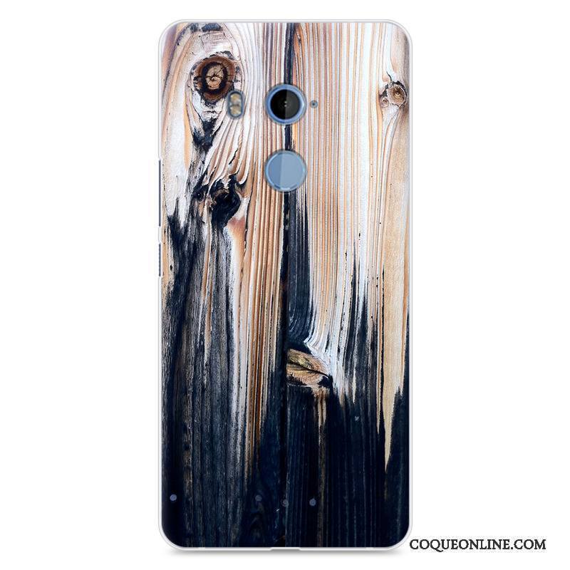 Htc U11+ Blanc Protection Coque De Téléphone Étui Fluide Doux Grain De Bois Peinture