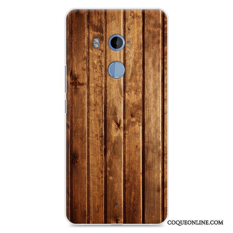 Htc U11+ Blanc Protection Coque De Téléphone Étui Fluide Doux Grain De Bois Peinture