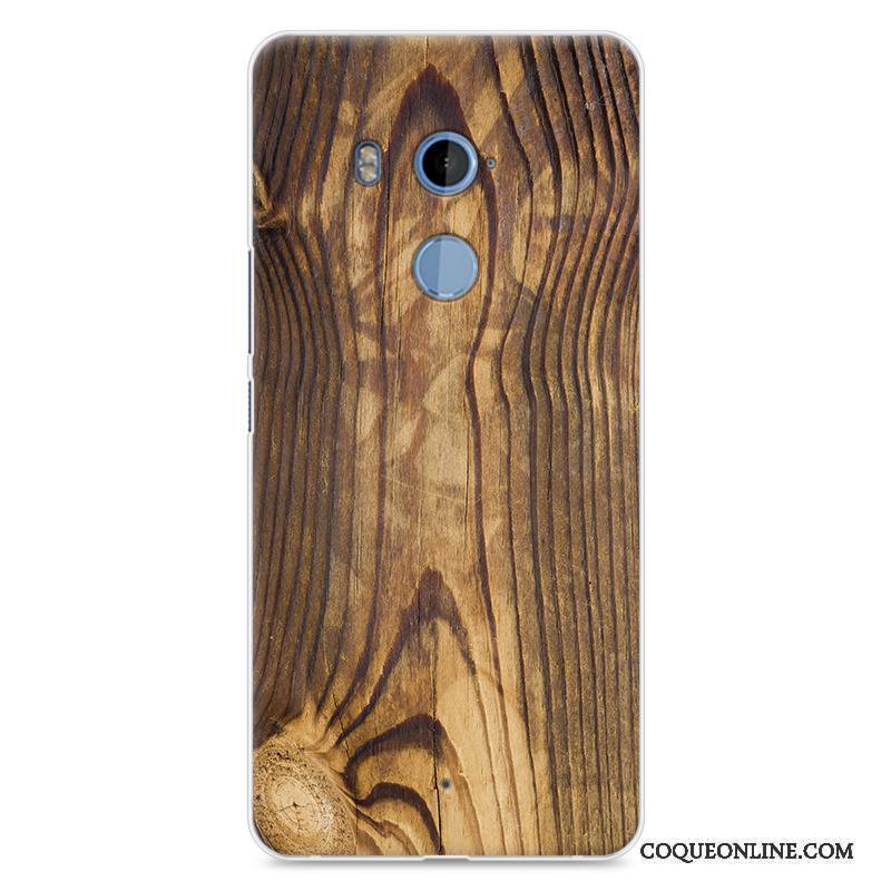 Htc U11+ Blanc Protection Coque De Téléphone Étui Fluide Doux Grain De Bois Peinture