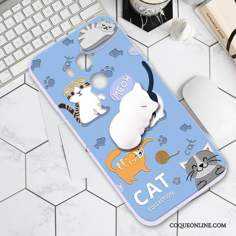 Htc U11+ Coque Créatif Bleu Étui Dessin Animé Fluide Doux Charmant Tout Compris