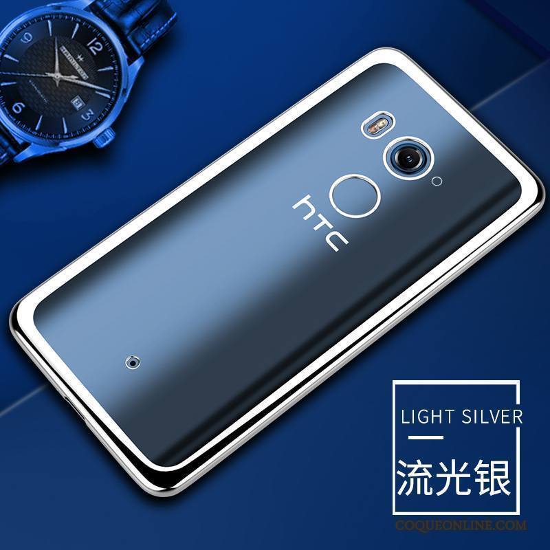 Htc U11+ Coque De Téléphone Bleu Transparent Fluide Doux Protection Étui Incassable