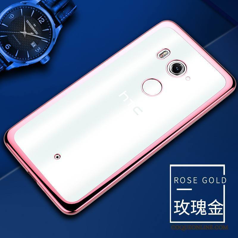 Htc U11+ Coque De Téléphone Bleu Transparent Fluide Doux Protection Étui Incassable