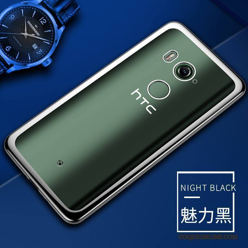 Htc U11+ Coque De Téléphone Bleu Transparent Fluide Doux Protection Étui Incassable