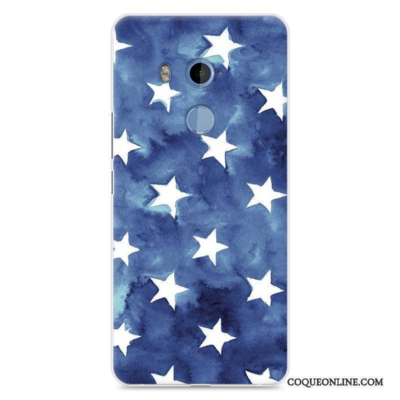 Htc U11+ Incassable Coque De Téléphone Bleu Peinture Silicone Dessin Animé Personnalité