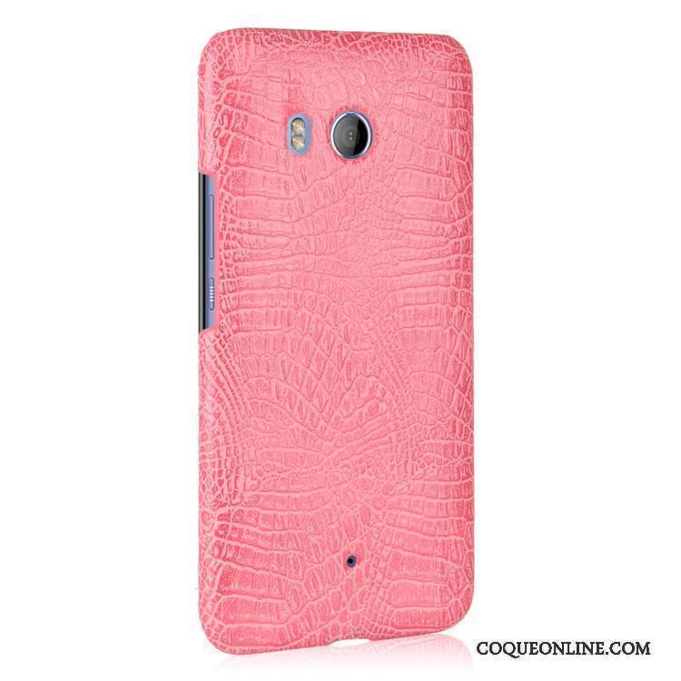 Htc U11 Jaune Étui Vintage Coque Difficile Crocodile Légères