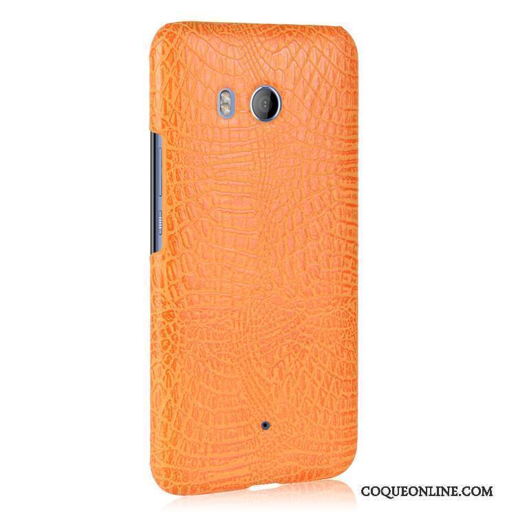 Htc U11 Jaune Étui Vintage Coque Difficile Crocodile Légères