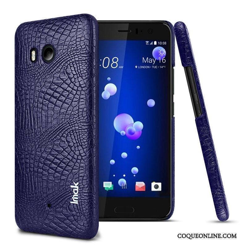 Htc U11 Protection Coque Téléphone Portable Étui Bleu Crocodile Modèle Cuir