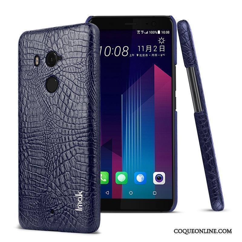 Htc U11 Protection Coque Téléphone Portable Étui Bleu Crocodile Modèle Cuir