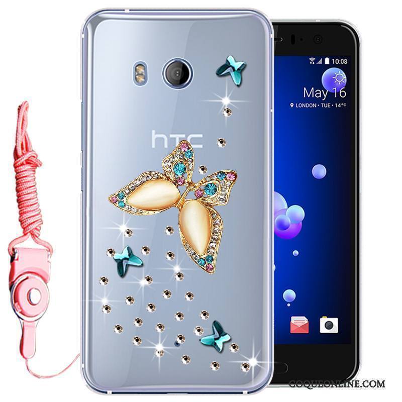 Htc U11 Téléphone Portable Silicone Strass Incassable Étui Coque Protection