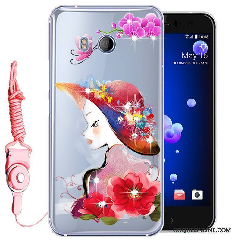 Htc U11 Téléphone Portable Silicone Strass Incassable Étui Coque Protection