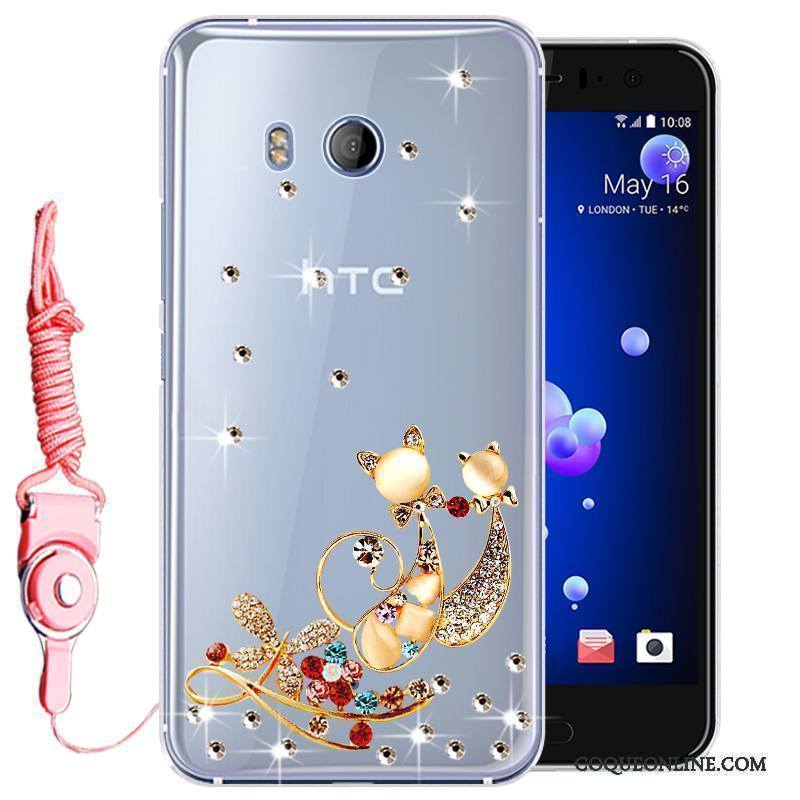 Htc U11 Téléphone Portable Silicone Strass Incassable Étui Coque Protection