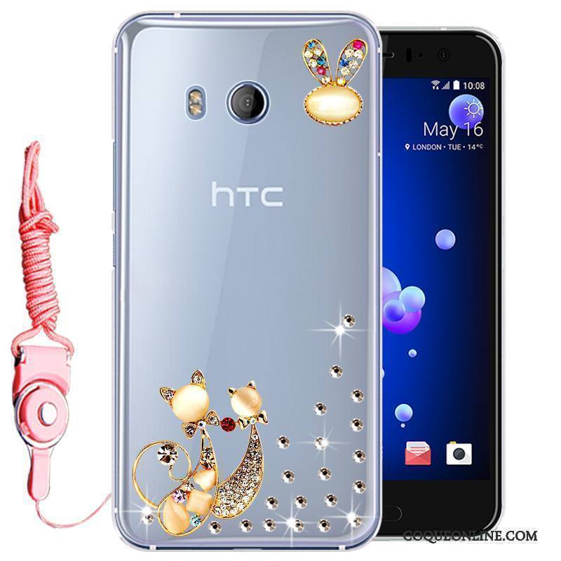 Htc U11 Téléphone Portable Silicone Strass Incassable Étui Coque Protection