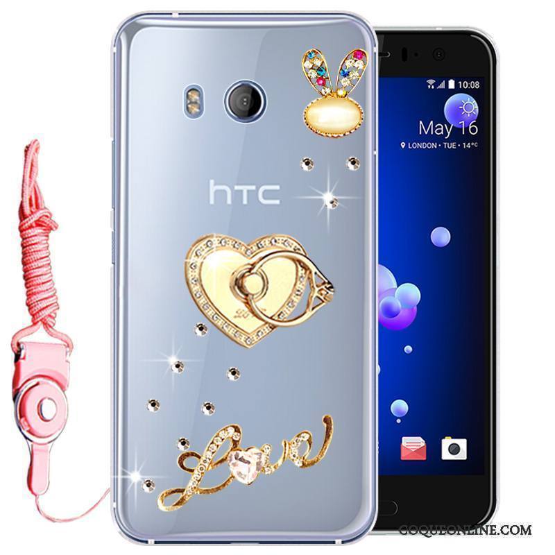 Htc U11 Téléphone Portable Silicone Strass Incassable Étui Coque Protection