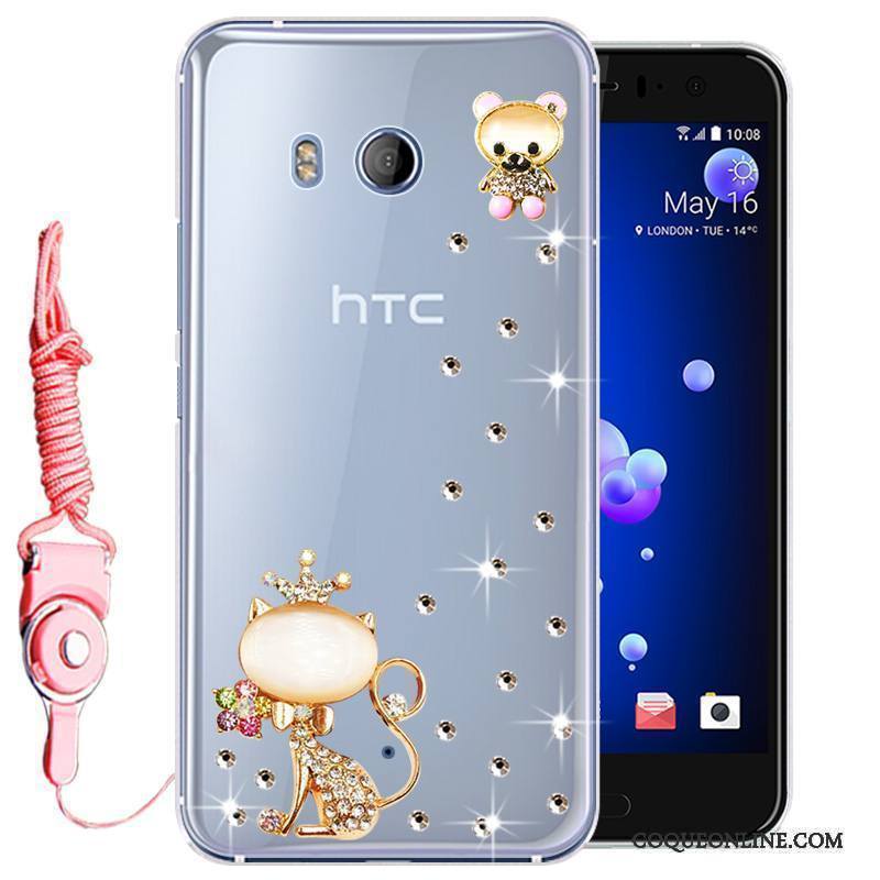 Htc U11 Téléphone Portable Silicone Strass Incassable Étui Coque Protection