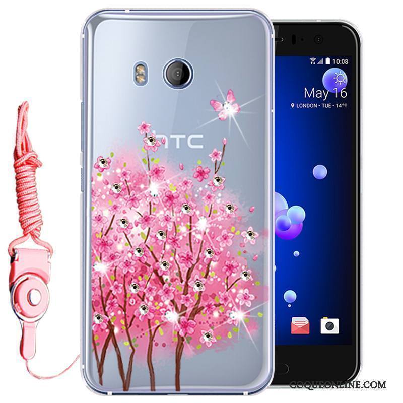 Htc U11 Téléphone Portable Silicone Strass Incassable Étui Coque Protection