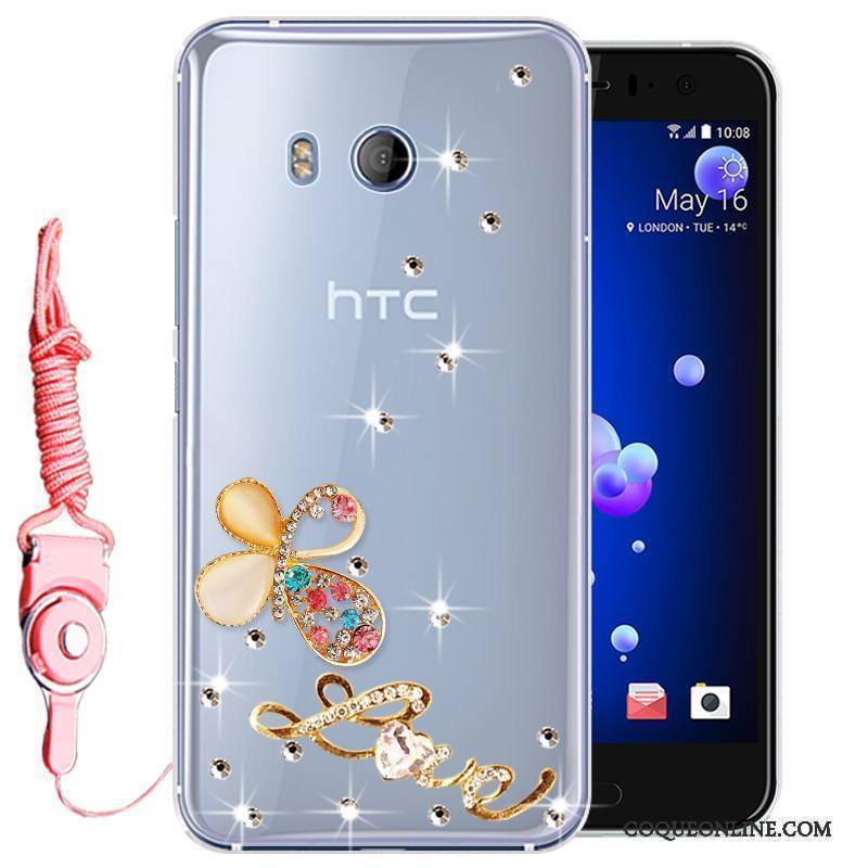 Htc U11 Téléphone Portable Silicone Strass Incassable Étui Coque Protection