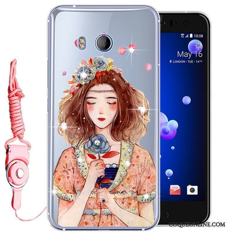 Htc U11 Téléphone Portable Silicone Strass Incassable Étui Coque Protection