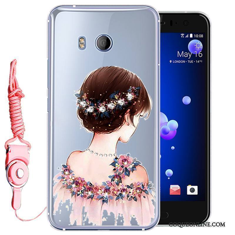 Htc U11 Téléphone Portable Silicone Strass Incassable Étui Coque Protection