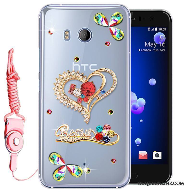 Htc U11 Téléphone Portable Silicone Strass Incassable Étui Coque Protection